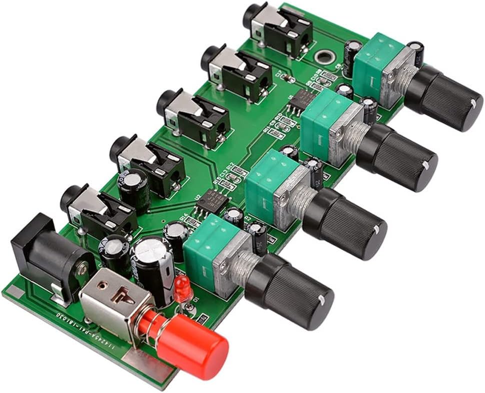 4 Ways Stereo Mixer Board Audio Source Reverberator Driver headphone amplifier Mixing Board DIY Four inputs output(D)