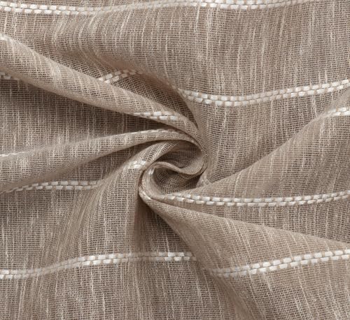 Image of Exporthub Sheer Linen Cotton Curtains for Window 5 Feet Set of 2, Brown - Light Filtering Breathable Fabric Drapes for Living Room & Bedroom (EHSPR053 54)