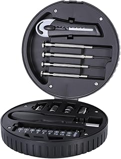 Conjunto de ferramentas para reparação de casa 20 peças caixa de ferramentas em forma de roda kit de ferramentas organizado para mecânicos e projetos