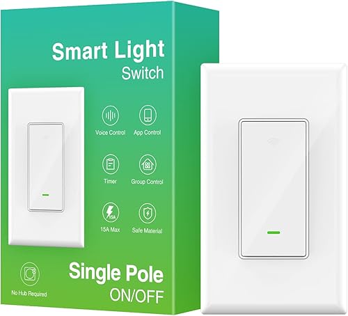 Interruptor de luz inteligente interruptor inteligente WiFi de 24 GHz para trabajo ligero con Alexa y Google Assistant requiere cable neutro control