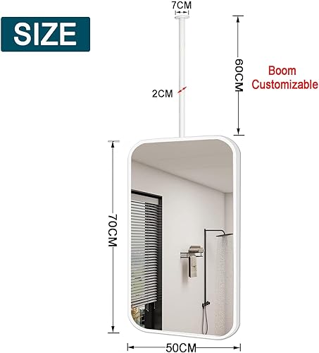 Miniatura 7 de Bathroom Mirror for Wall, Metal Frame Vanity Mirror with Wall Mount, Ceiling Hanging Makeup Mirror for Bedroom, Living Room, Flaoting Decorative