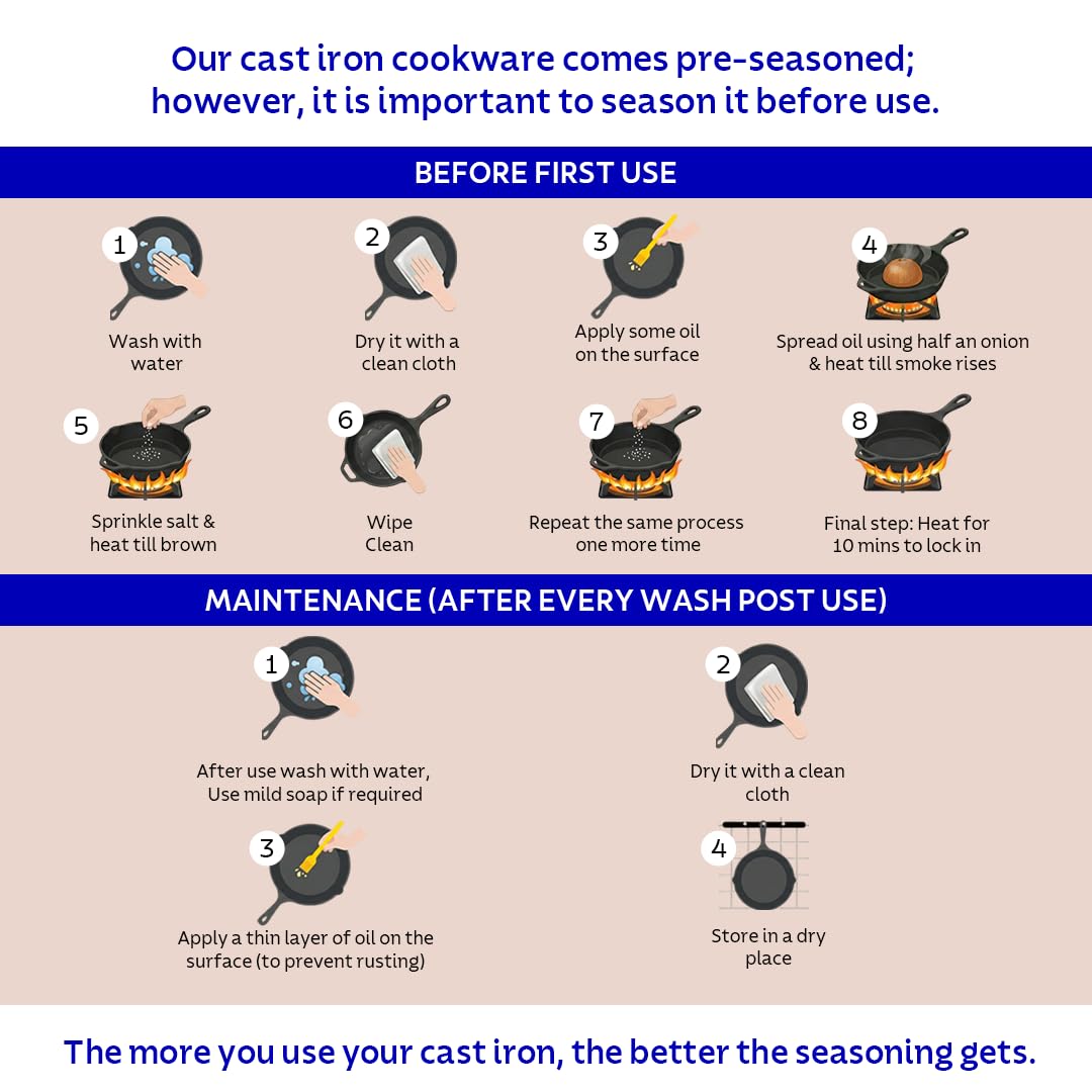 TRAMONTINA Titanex Cast Iron Kadai - 4.6L, Induction Ready -8