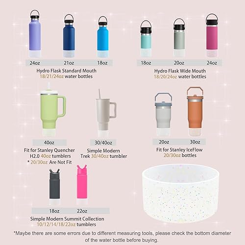 Miniatura 4 de WORBSS - Funda de silicona con purpurina para Stanley Cup H2.0, accesorios de 40 onzas y Hydro Flask de 18-24 onzas con cubierta inferior