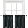 RYB HOME Small Window Curtains for Kitchen, Thermal Insulated Privacy Shades for Bedroom Basement Bathroom Door Half Window Tiers, Width 34 x Length 24 inch, 2 Panels, Dusty Rose
