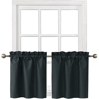 RYB HOME Small Window Curtains for Kitchen, Thermal Insulated Privacy Shades for Bedroom Basement Bathroom Door Half Window Tiers, Width 34 x Length 24 inch, 2 Panels, Dusty Rose