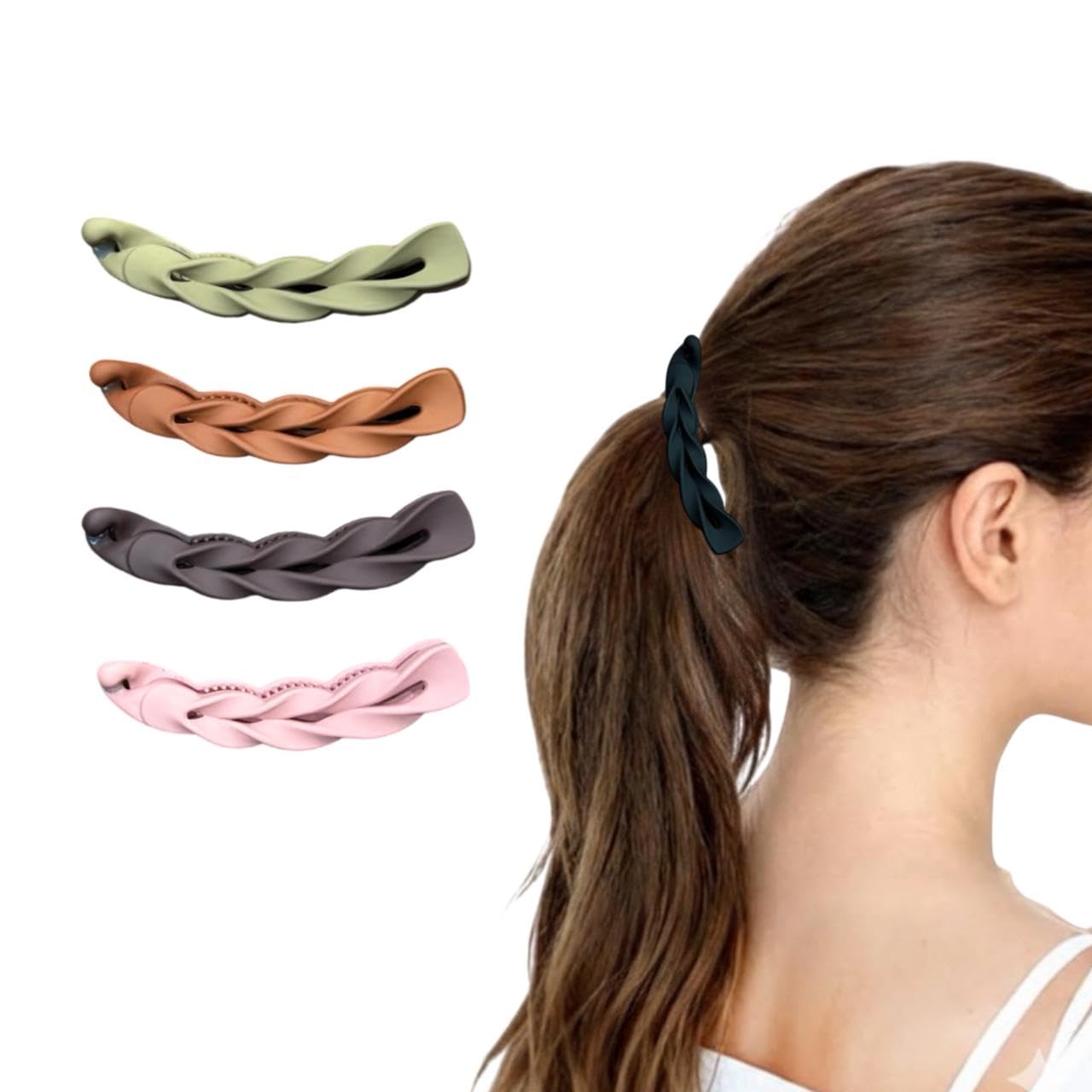 INHEAVEN Banana Hair Clips for Women, Strong Hold Large Ponytail Clips, Thick Thin Curly Hair, Matte Multicolor, 4 Pieces (banana 03)-image-15