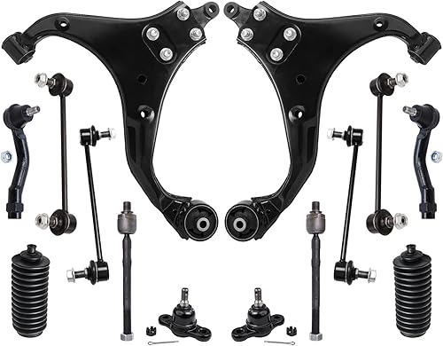 Detroit Axle - Kit de extremo delantero de 14 piezas para Hyundai Tucson 2005-2009 Kia Sportage 2005-2010 2 brazos de control inferiores, 2 rótulas