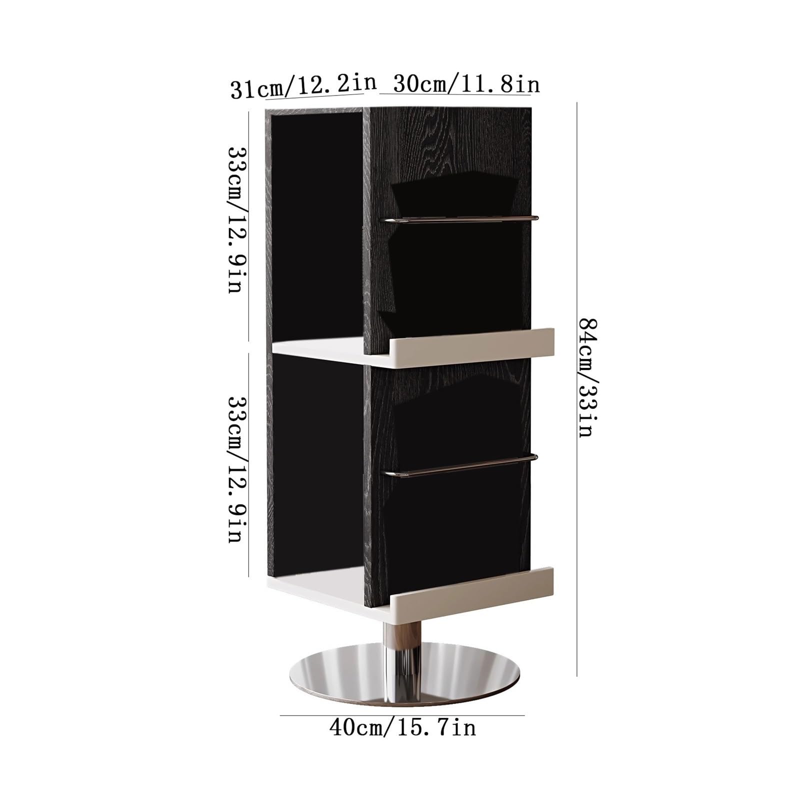 Rack per dischi Porta CD girevole, libreria in legno, porta riviste da pavimento con base in acciaio inossidabile