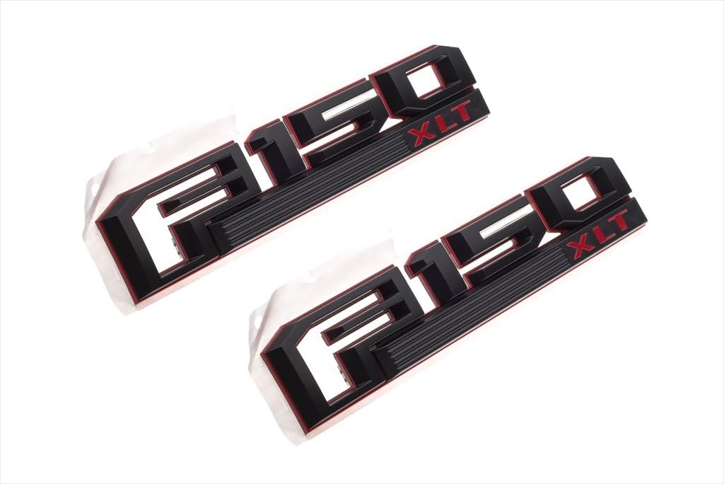 2015-2016 Ford F-150 XLT Red & Black Fender Emblem Nameplates Right Left Set OEM