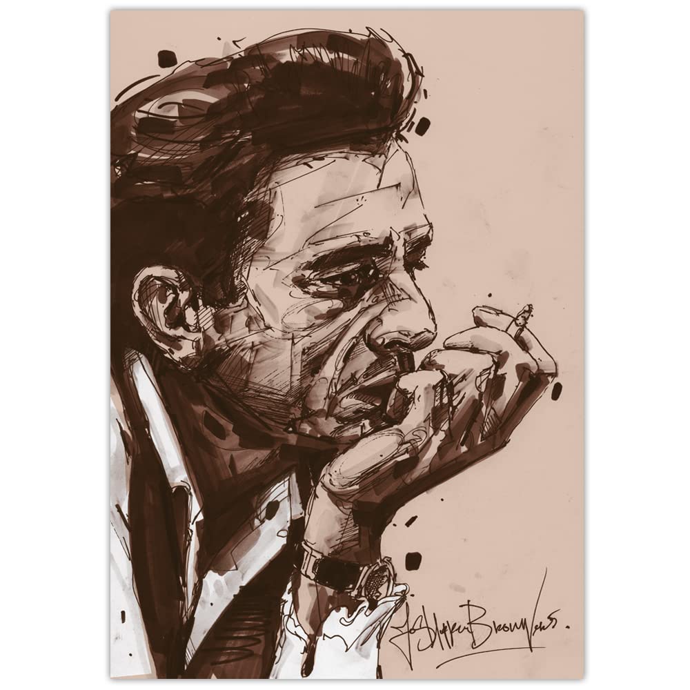 Johnny Cash 05 Poster 29,7 x 42 cm (A3) - incorniciato e firmato
