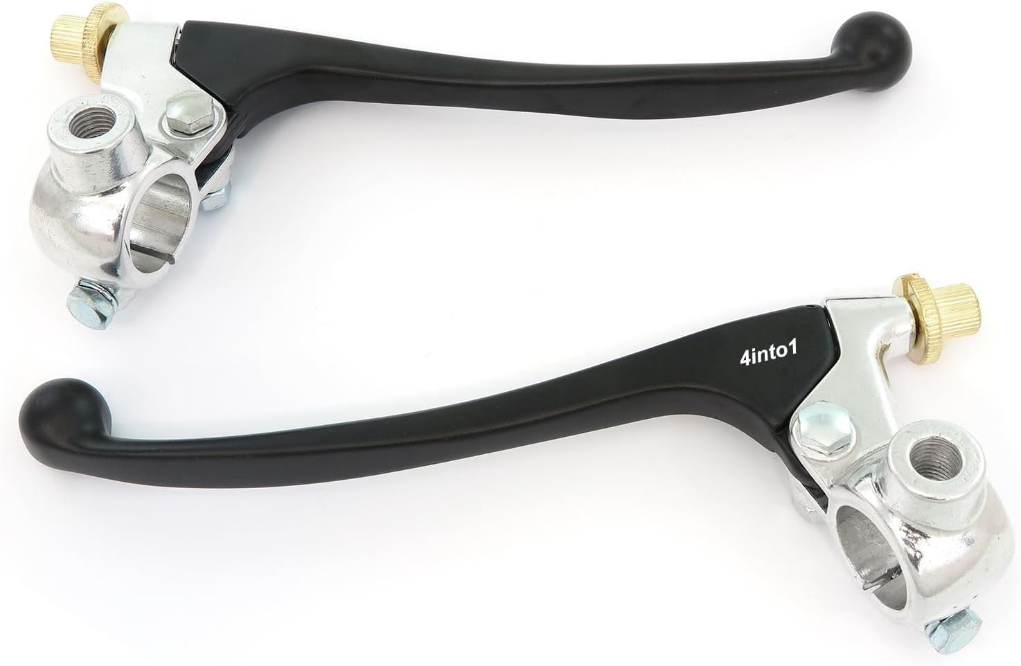 Motorcycle Lever Assembly Set w/Mirror Mount Perch - Clutch + Drum Brake - Chrome & Black - 7/8" - Fits Kawasaki Suzuki Yamaha