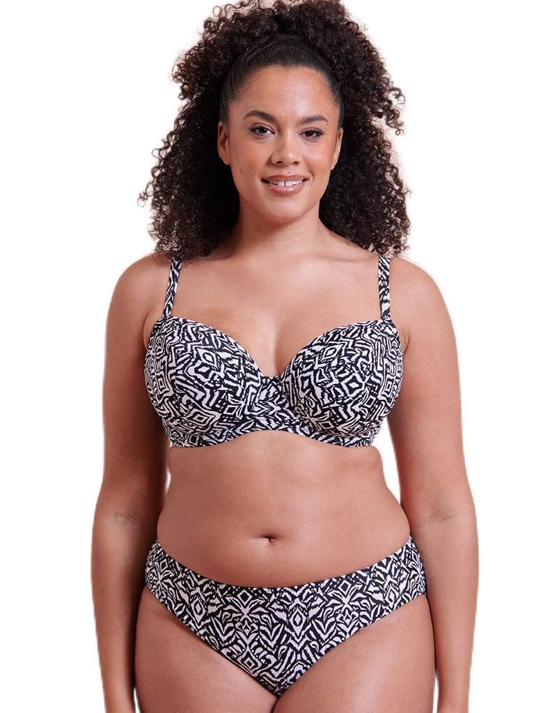 Curvy Kate Balcony Bikini Top Wild Horizon Padded Womens Ladies Swimwear Black Print Size D-K