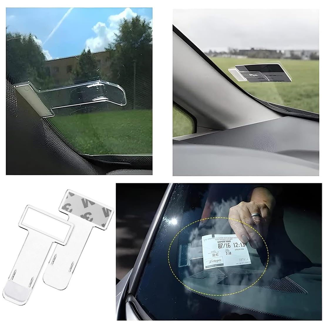 Clip para boletos de Parabrisas, Clip para boletos de estacionamiento, Clip para boletos Autoadhesivo para Permiso de Parabrisas, Clips para permisos para automóviles, Camiones y caravanas