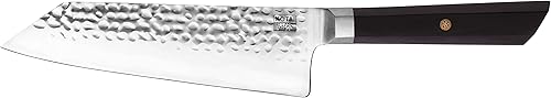 Kotai Cuchillo Santoku Bunka de acero inoxidable de alto carbono con mango de madera de ébano, 6.6 pulgadas