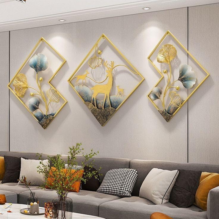 Image of FUNTEREST Handcrafted Metal Wall Decoration|Decorative Wall Hanging Art Decor Leaf Sculpture For Living Room Bedroom Office&Entryway, 55 Cm