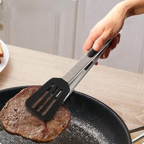 Miniatura 6 de Alimat PluS Juego de 3 pinzas de cocina de silicona, pinzas de cocina con puntas de silicona, incluyendo espátula (12 pulgadas) para girar