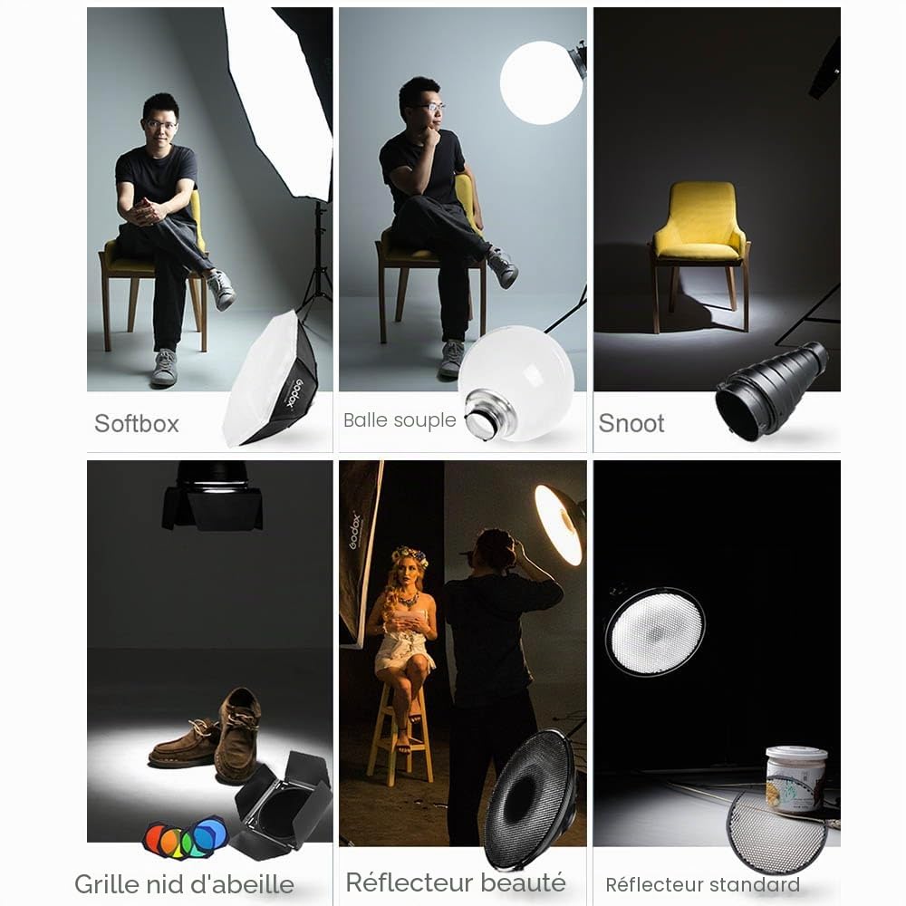 Godox SK400II 400Ws GN65 Flash Studio Professionnel avec système X sans Fil intégré 2,4 G Creative Shooting SK400 Mise à Niveau(Lampe Simple SK400II)