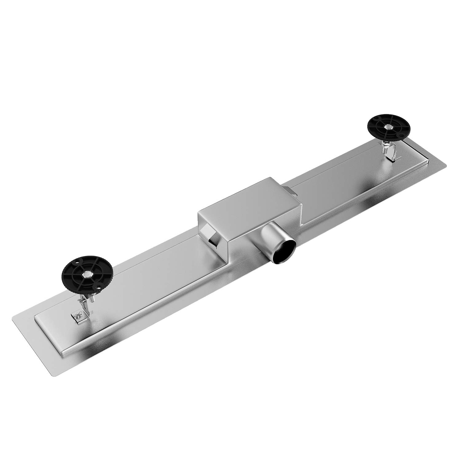 Sunnyshower Dwustronna rynna prysznicowa 140 cm, odpływ podłogowy, płaski, z blokadą zapachów i sitkiem na włosy, odpływ krawędziowy, 2 w 1, ze stali nierdzewnej, kompletny zestaw z mocowaniem do podłogi