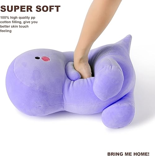 Miniatura 7 de Ditucu Lindos animales de peluche de dinosaurio, muñecos de peluche suaves de dinosaurio, regalos de cumpleaños para niños y niñas, morado, 12