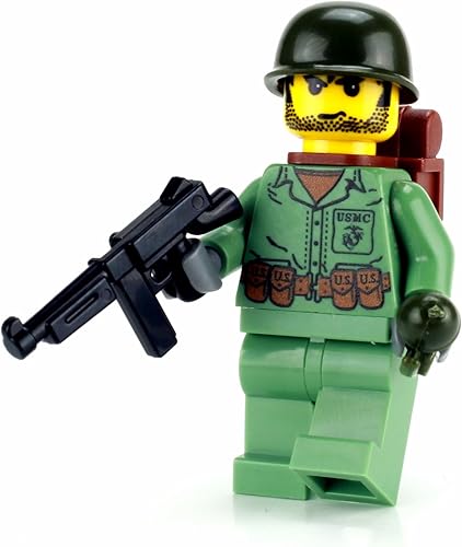 Battle Brick Minifigura coleccionable de soldado de la Segunda Guerra Mundial de los Estados Unidos | Minifigura militar genuina | Impreso en los