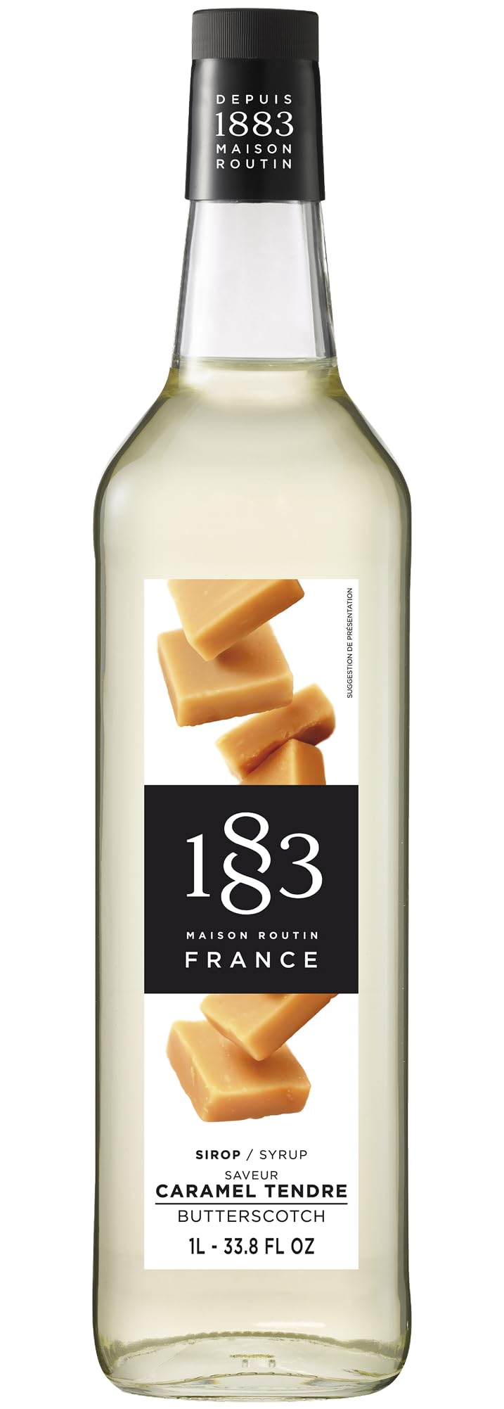 1883 Maison Routin Premium Butterscotch Syrup – Caramelised Dessert Syrup for Coffee, Cocktails, Hot Chocolate and Baking – Vegan-Friendly, No Preservatives – 1L Glass Bottle