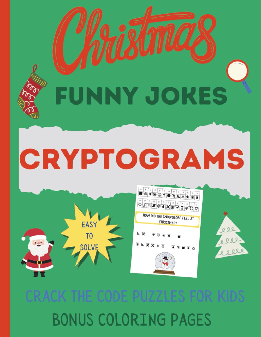 Christmas Jokes Cryptogram Puzzles for Kids