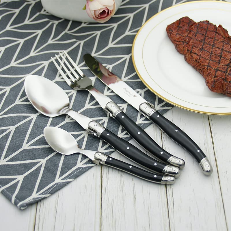 Besteck-Set 24-teiliges Tafelset Laguiole buntes Besteck Kunststoffgriff Tafelmesser Gabel Löffel Edelstahl-Essgeschirr (Farbe: 24 Rainbow Cutlery) (24 Rainbow Cutlery)
