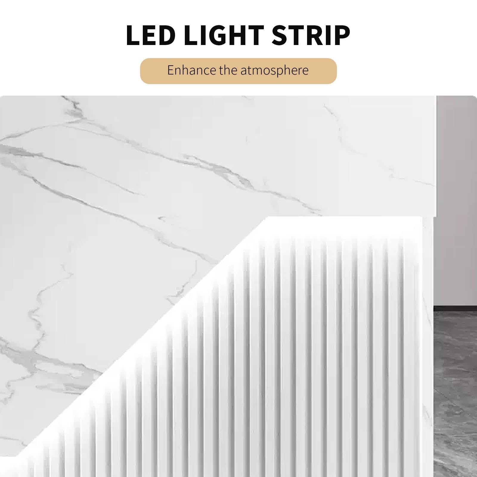 Mostrador Recepción con LED, Cajón con Cerradura, Armario