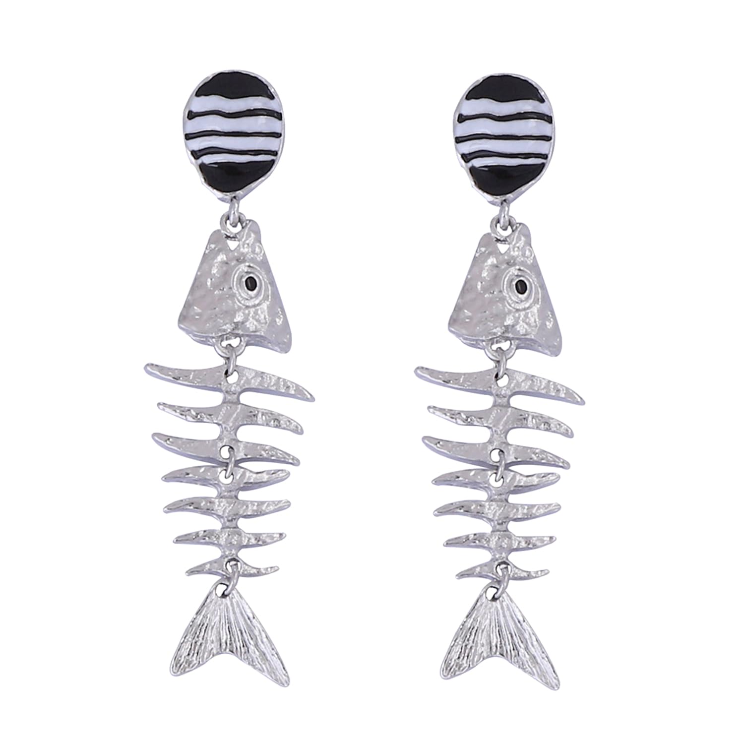 Fish Bone Dangle Drop Earrings for Women 14K Gold-Plated Silver Vintage Fishbone Pendant Earrings Personalized Oil Drip Fish Skeleton Earring Jewelry Funny Fish-Tail Long Earring Accessory Gift