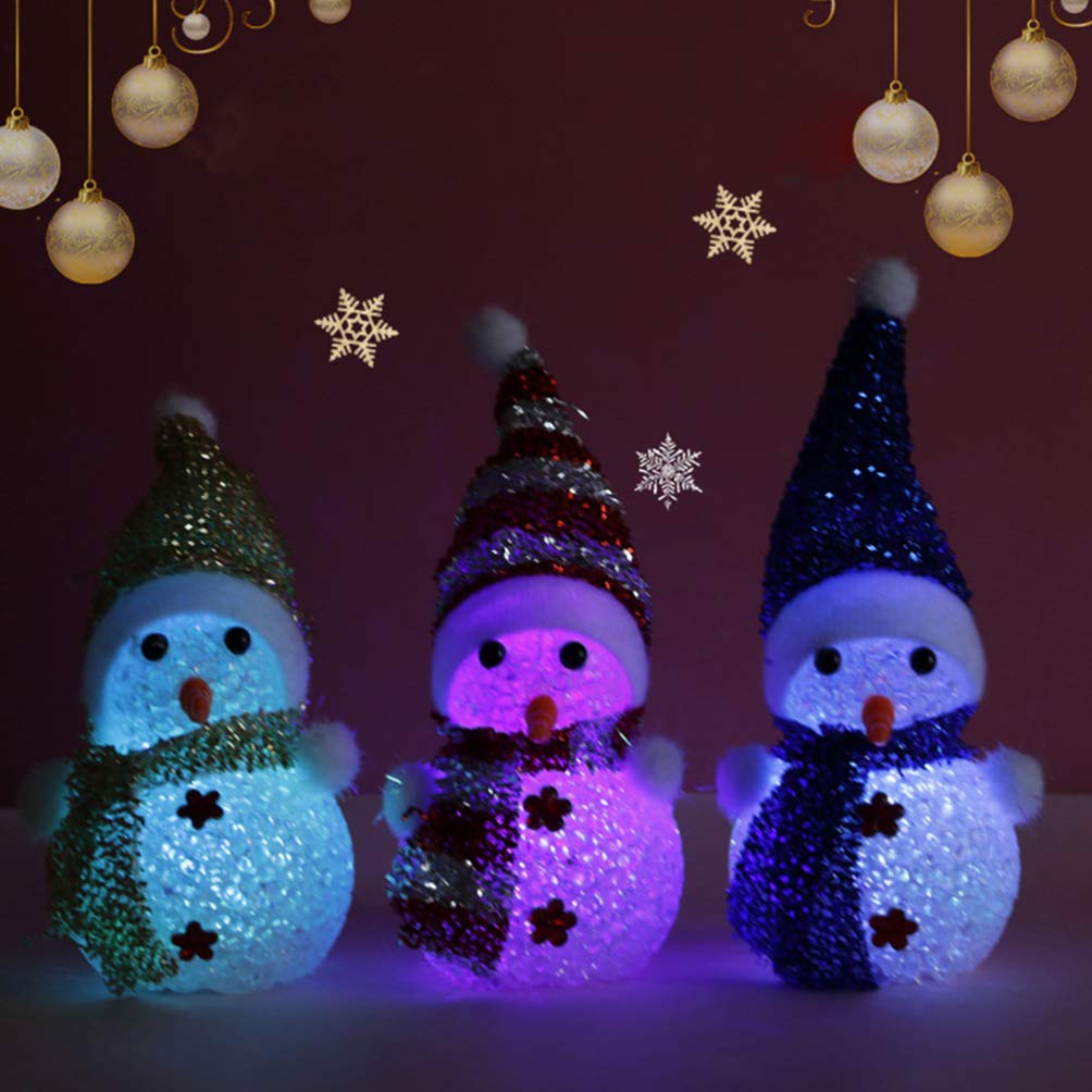 3Pcs Snowman Christmas Lights Xmas Night Lights LED Light Up Snowman Figurine Lamp Table Desk Decoration for Patio Festival Party (White) - Image 3