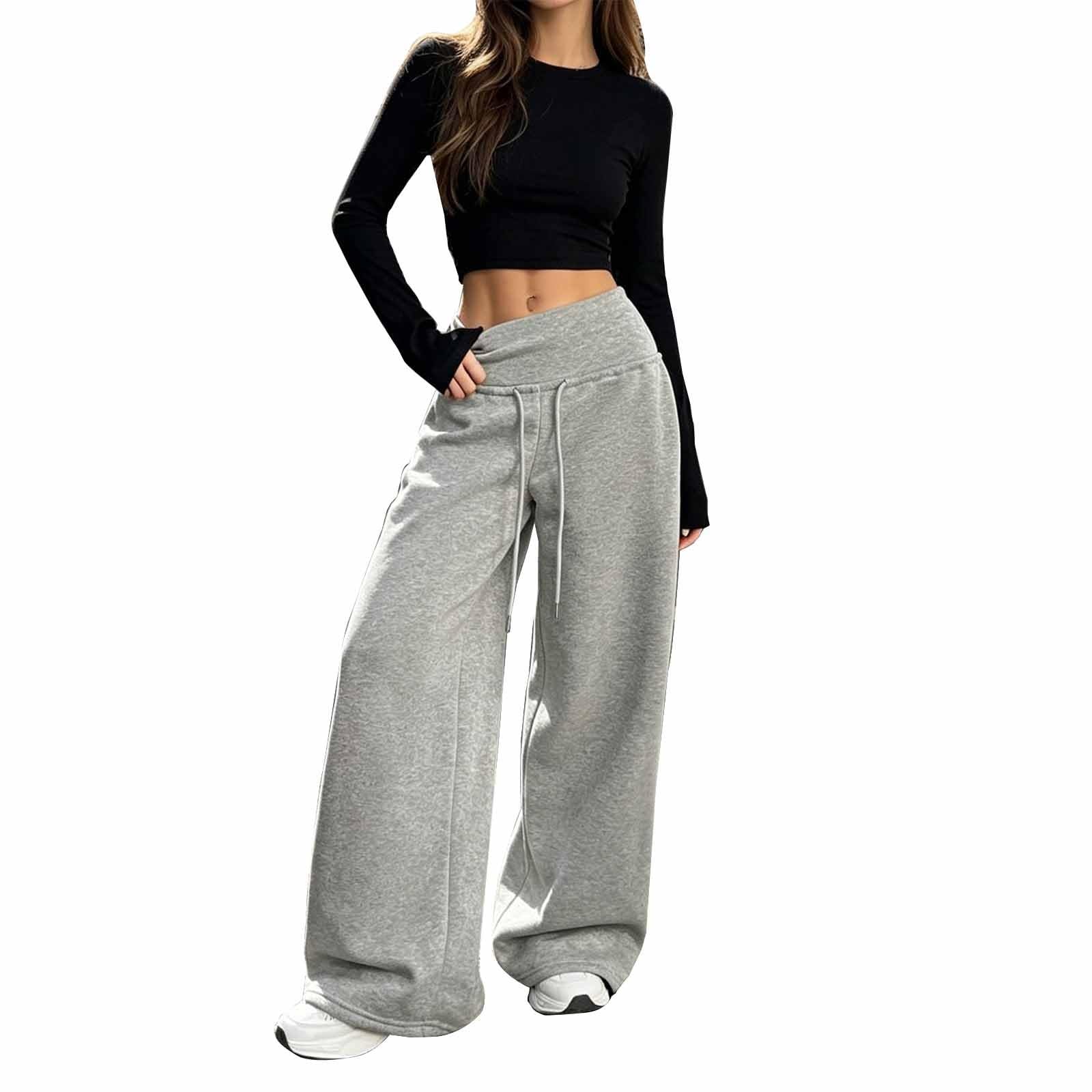 Pantalones de chándal para mujer, de cintura alta, de algodón, muselina