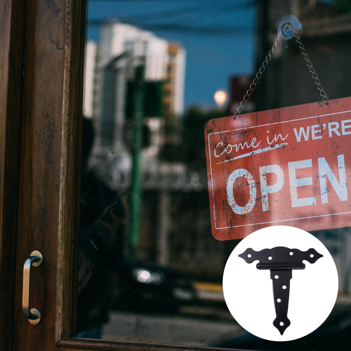 3pcs Heavy Duty T Shape Door Hinge Black Rustproof Decorative Strap Hinges for Wooden Gates Sheds Barns Garages with Corrosion Resistant Iron Construction and Screw for Stable