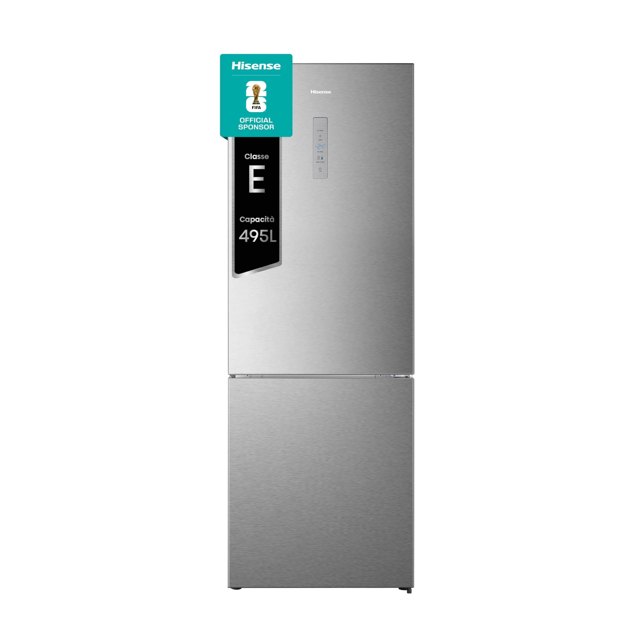 Hisense RB645N4BIE Frigorifero Combinato Total No Frost, Inox, Multi Air flow, Motore Inverter, 200x70,4 cm, Classe E, 495L