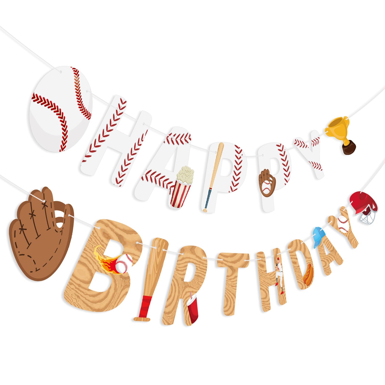 Hooqict Happy Birthday Banner Baseball Birthday Party Decorations Baseball Banner Garland Sign for Kids Boys Men Concession Stand Sport Themed Party Decorations Supplies