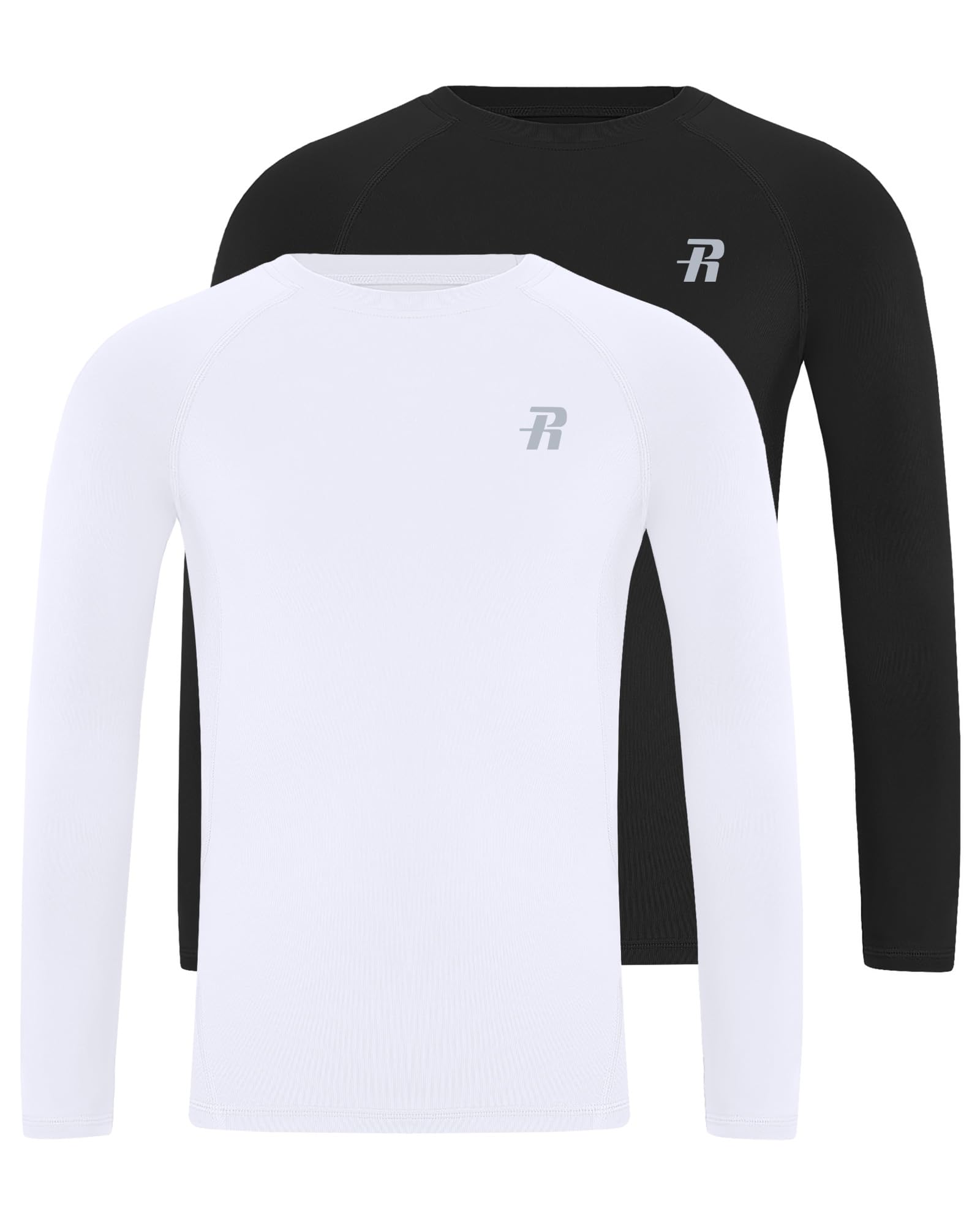 Runhit Kompressionsshirt für Jungen Langarm, 1-2 Pack Funktionsshirt Kinder mit UPF 50+, Atmungsaktives Unterziehshirt Schnell Trocknend Baselayer für Fußball & Outdoor