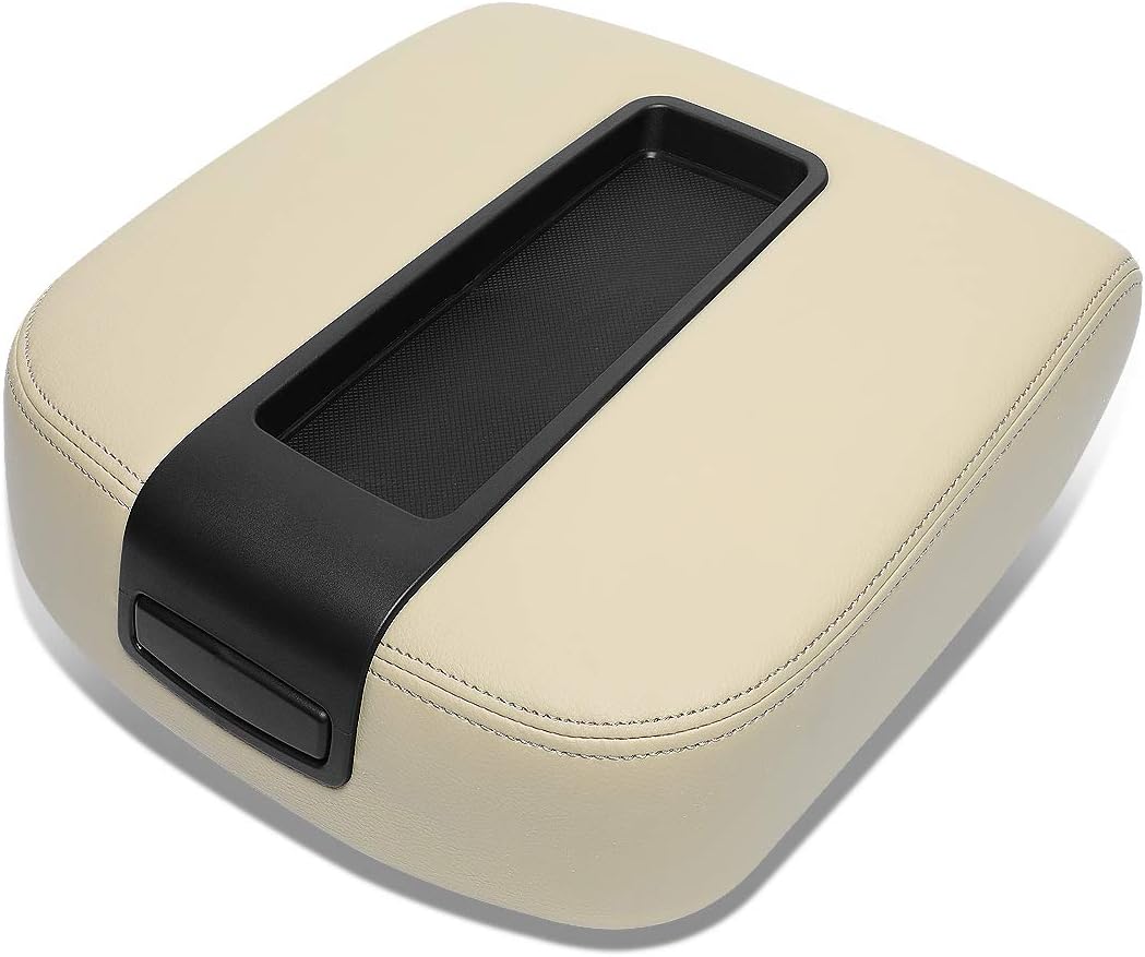 Auto Dynasty Tan Leather Center Console Lid Armrest Cover Compatible with 2007-2014 Chevy Avalanche Silverado Tahoe Yukon XL Sierra