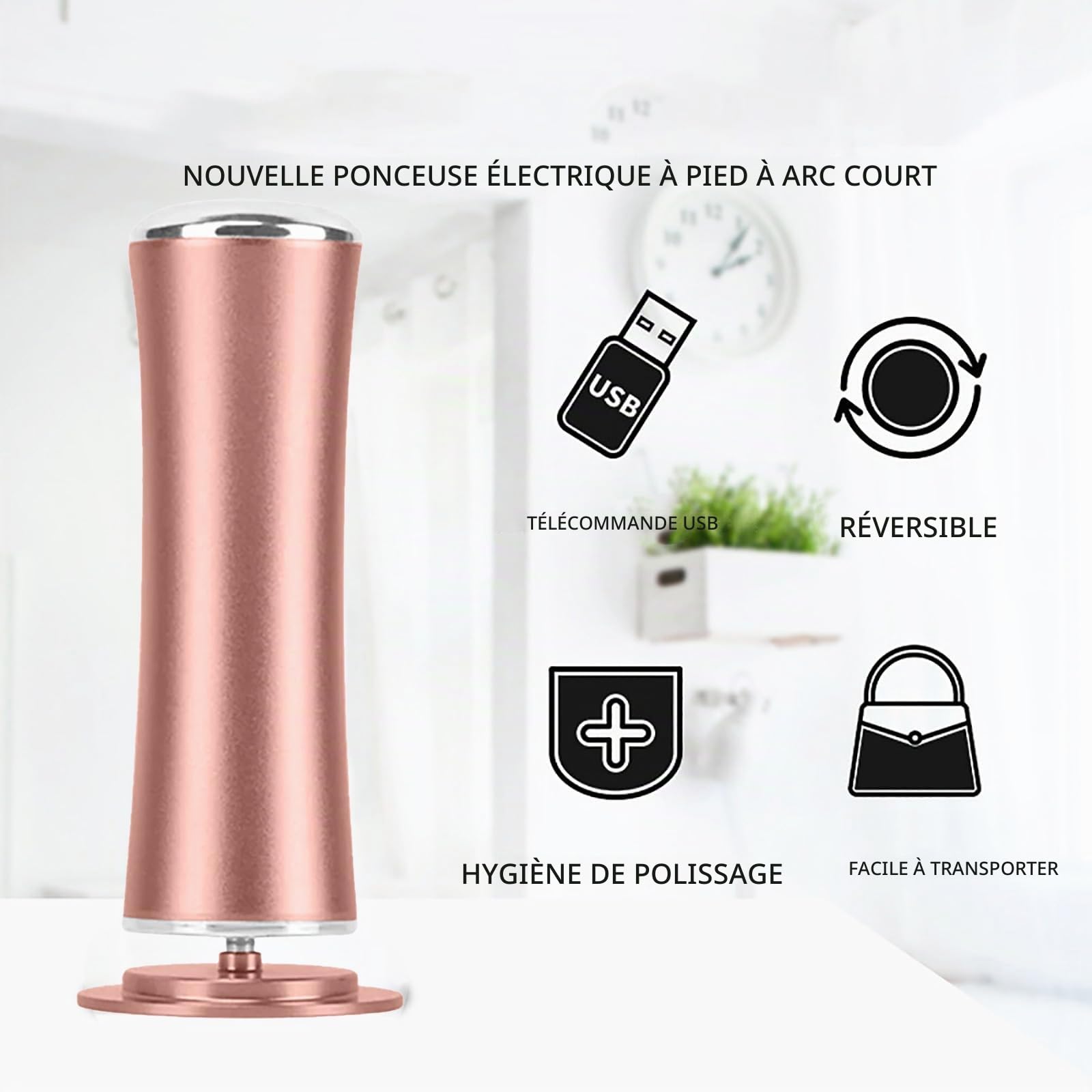 Ponceuse électrique pédicure noir avec 60 tampons polissants, vitesses réglables, anti callosités peaux mortes pieds gercés homme femme (Or)