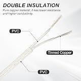 QUARKZMAN Kabel powlekany PCW, 2-żyłowy kabel zasilający 18 AWG 50 m, kabel elektryczny do lamp LED, kabel audio, przewód głośnikowy, przezroczysty