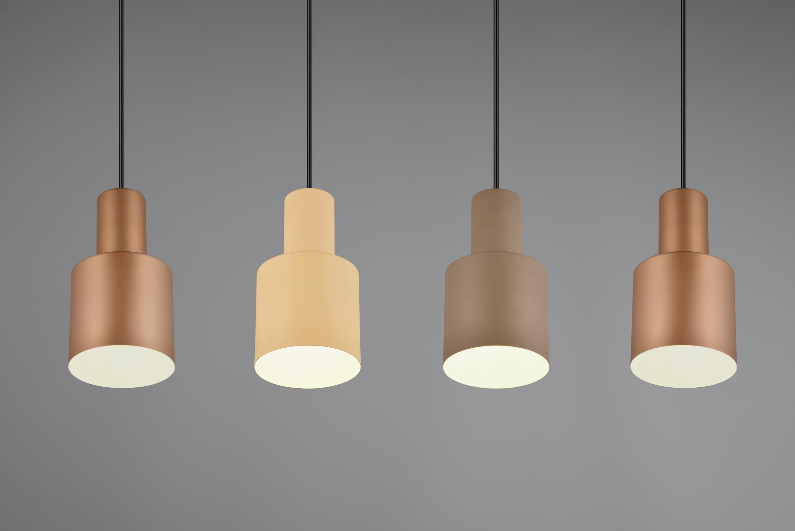 Trio Suspension Agudo 319400417, Métal Noir mat, Abat-jour Métal Café/Beige/Taupe, sauf 4x E27