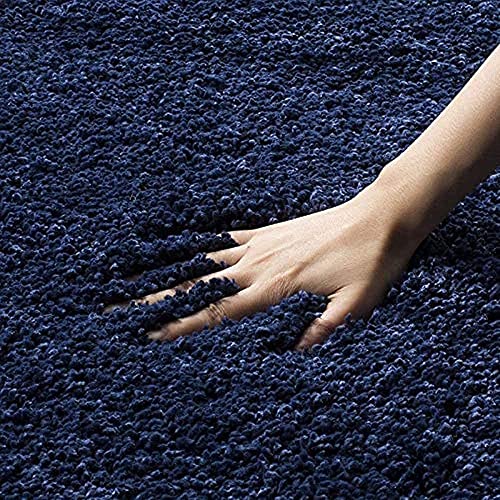 Image of AROMICK Modern Polyester Anti Slip Shaggy Fluffy Rug and Carpet for Living Room, Bedroom & Dining Room (2 x 3 Feet, Blue)