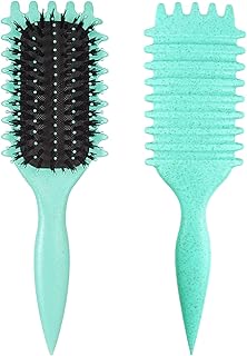 Curl Tanımlama Fırçası, 1 ADET Kıvırcık Saç Fırçası, Kıvırcık Saçlar İçin Fırça, Çekmeyi Azaltmak İçin Erkek ve Kadın Buklelerini Taramak ve Şekillendirmek için (Yeşil)