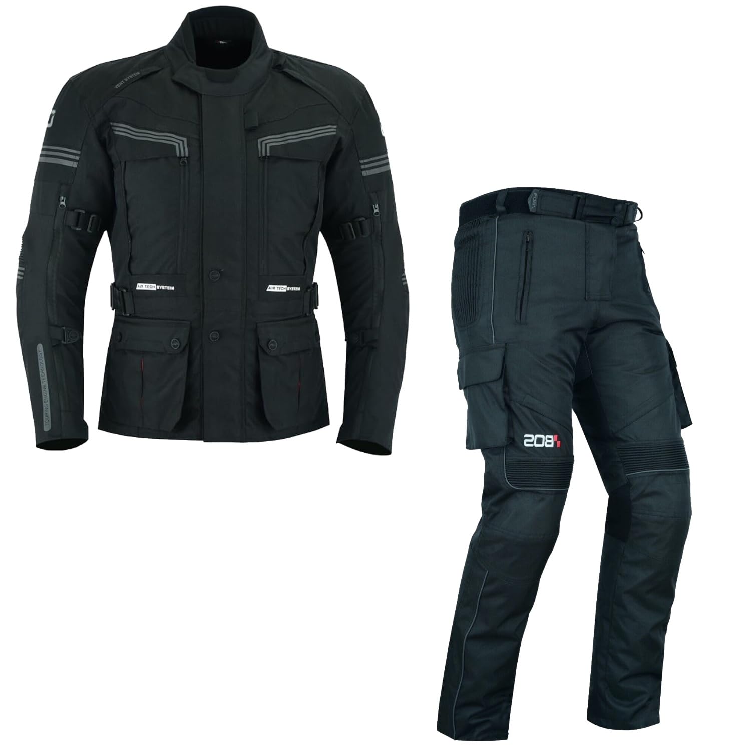 Motorrad Adventure Touring Kombi 4 Season Motorrad Jahreszeit 2-teiler mit Protektoren Kombi Biker Motorrad Jacke und hose Schwarz