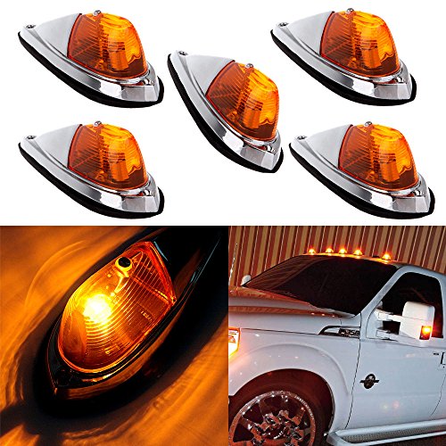 Truck Trailer Waterproof Semi-trailer Amber Cab Marker Roof Top Clearance Light Replacement Pack of 5