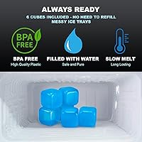 Vista 6 de Extra Large Reusable Ice Cubes (2.6” Sq.) - BPA Free Plastic - for Cold Therapy Units, Drink Coolers, or Drink Dispensers. Stay cold Longer. 6-Pack