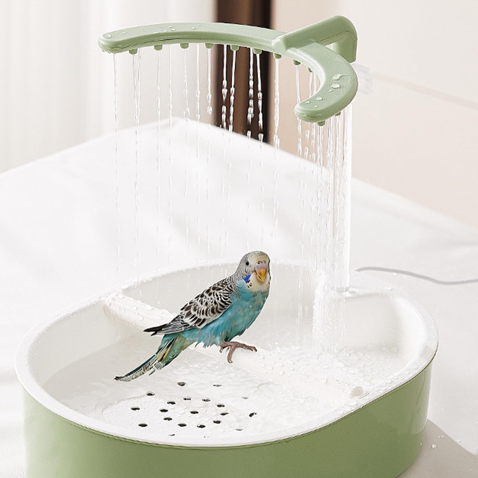 Vassoio da bagno per uccelli domestici per la cura della casa, lavabo automatico USB con flusso d ' acqua ricircolo per piccoli uccelli Vassoio doccia giornaliero per uccelli Lavabo da bagno tramite