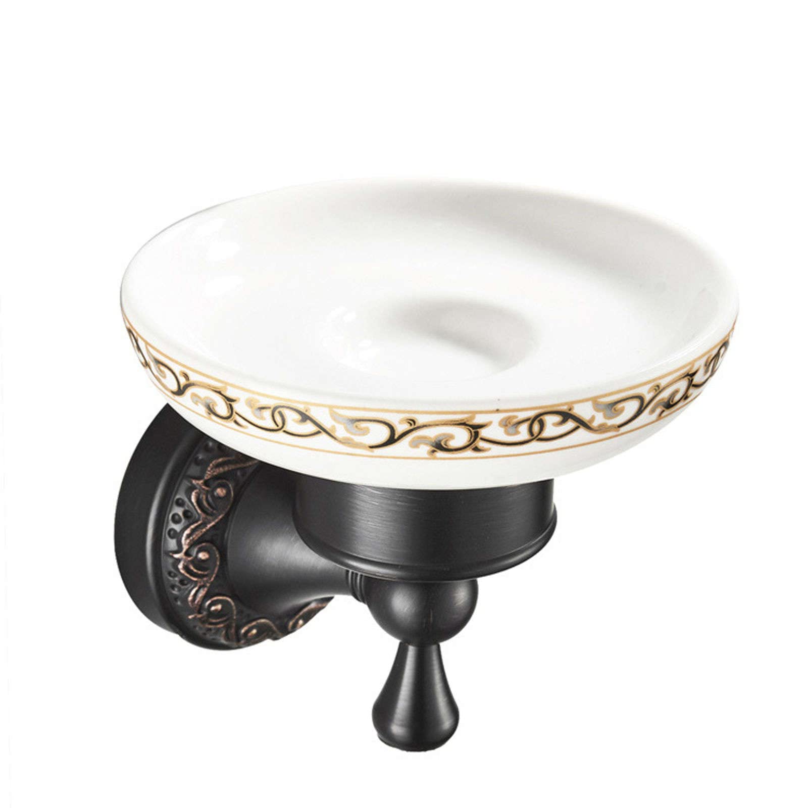 Wall Mount Soap Wall Mounted Brass Soap Holder With Ceramic Dish Black