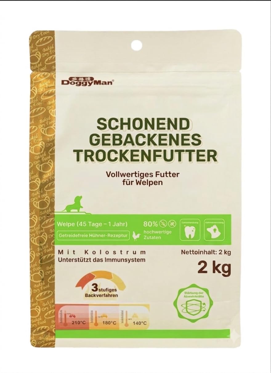 Oven-Baked Getreidefreies Welpenfutter – Frisches Huhn mit Kolostrum & DHA – Schonend gebacken für gesundes Wachstum – Hoher Proteingehalt (92% tierisch) – 2 Kg