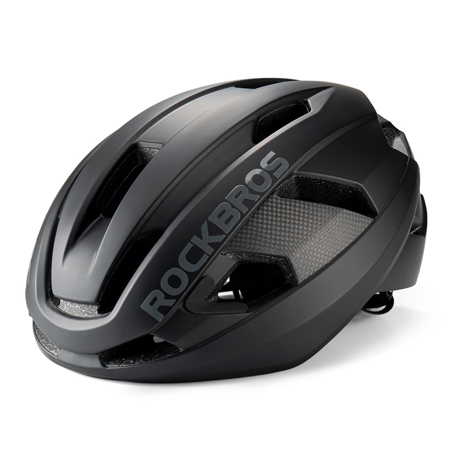 ROCKBROS Casco da Bici Uomo Donna, Casco da Ciclismo con Pannelli Laterali in Carbonio, con Protezione Antiurto 3D Grid, Ventilazione 21 Fori, Chiusura Magnetica, Regolabile 54-60 cm