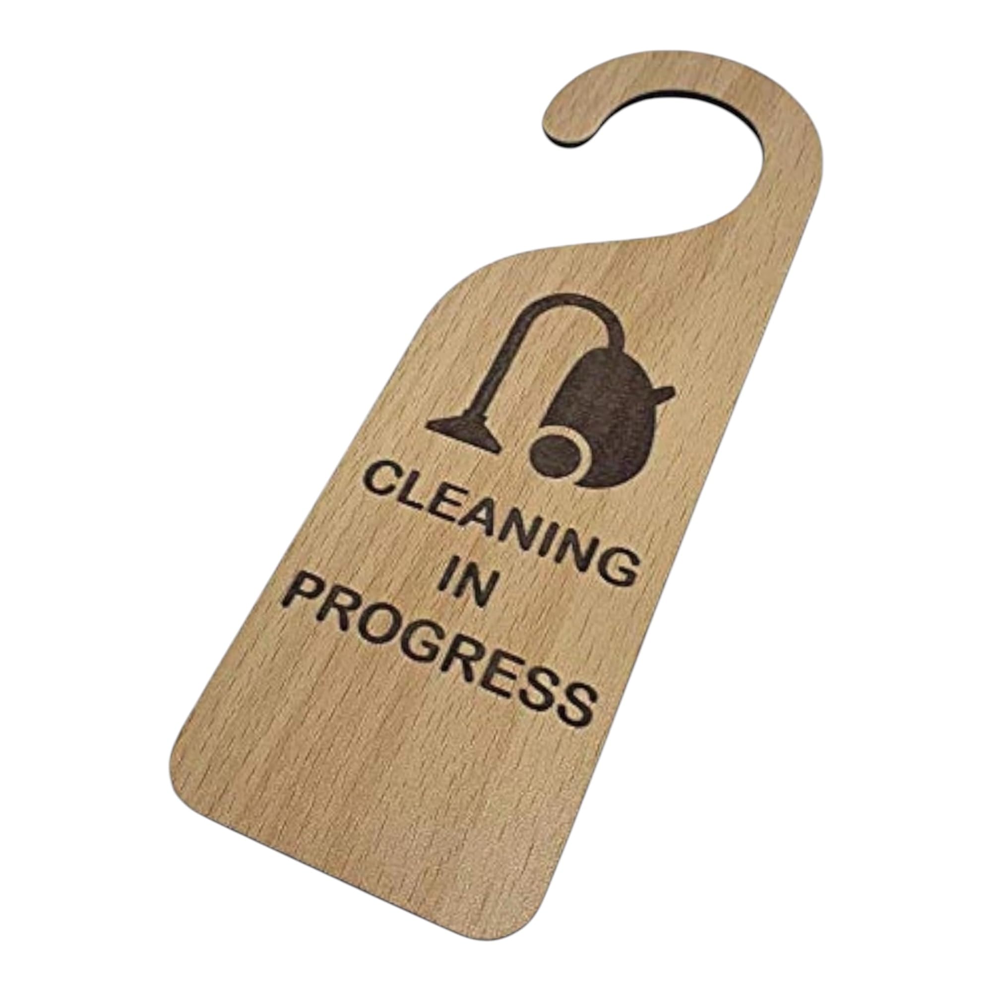 CLEANING IN PROGRESS Wooden Door Hanger Sign
