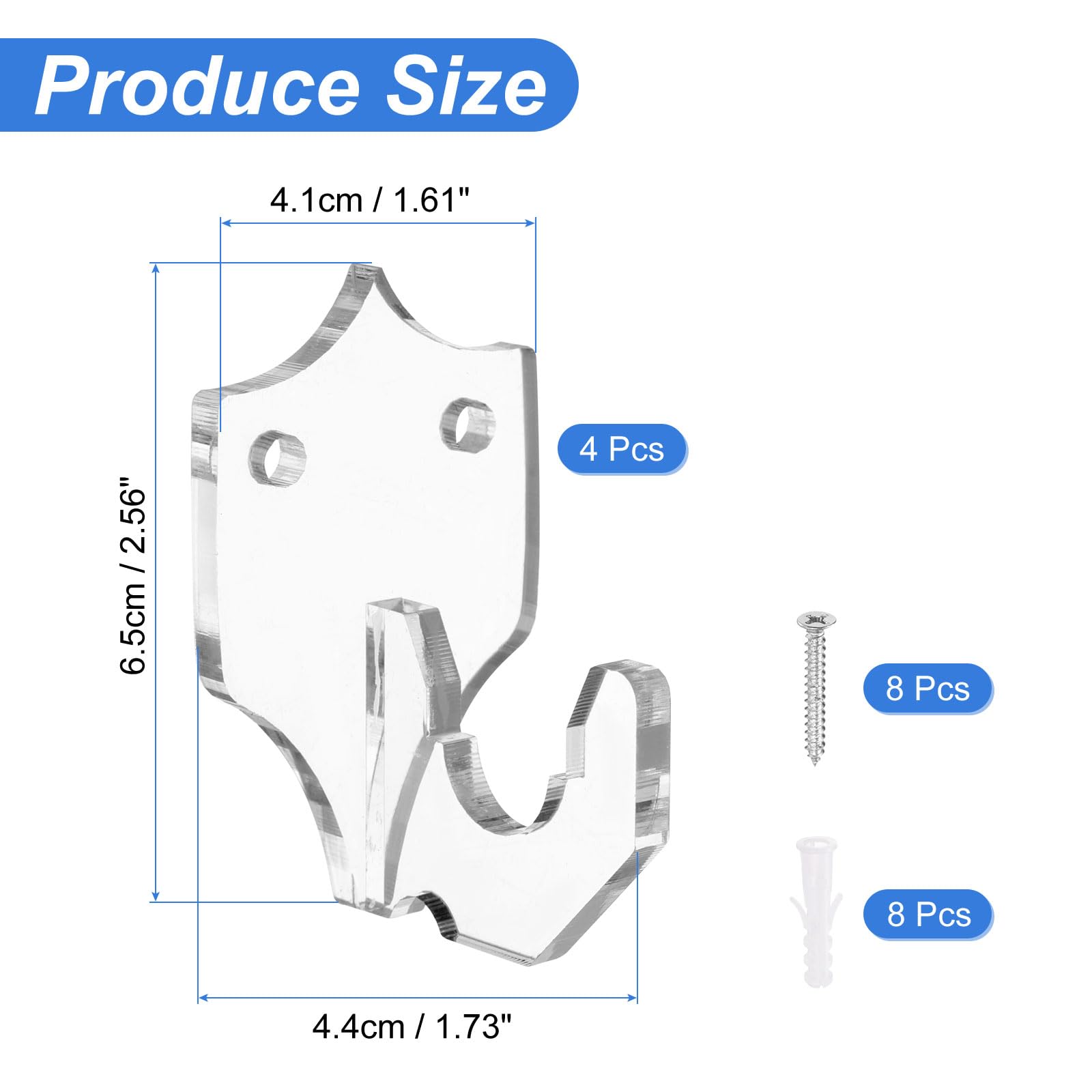 uxcell 4 Pcs Sword Holder Wall Mount Sword Racks Acrylic Wall Sword Display Hanger with Mounting Tools for Knife Martial Arts Sword Placement Display,Transparent (Shield)